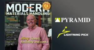 Modern Materials Handling magazine cover eBay article features Pyramid Lightning Pick