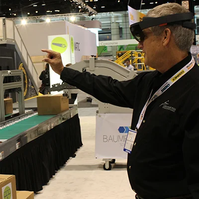 man demonstrating augmented reality for order picking